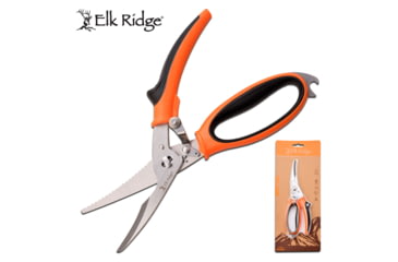 Image of Elk Ridge Trek Clamshell Spring Loaded Shears, 5Cr15 Stainless Steel, Black/Orange, ER-TKSH001