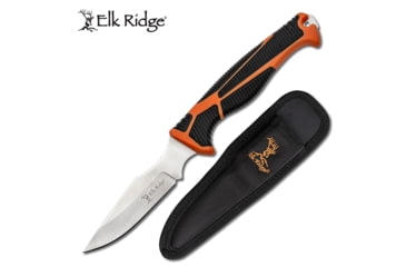 Image of Elk Ridge Trek Fixed Blade Caping Knife, 4 in, 8Cr13 Stainless Steel, Drop Point, Black/Orange, ER-TKFIX003