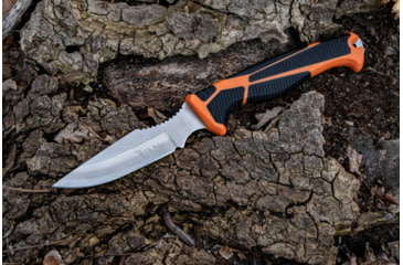 Image of Elk Ridge Trek Fixed Blade Caping Knife, 4in, Stainless Steel 8Cr13MoV, Drop Point, Black/Orange Handle, ER-TKFIX003CS