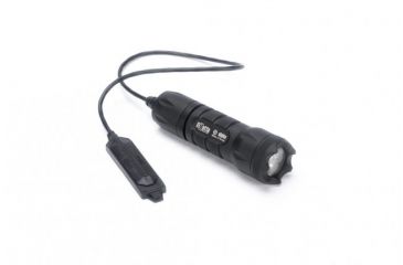 Image of Alpha 1-Cell LED Flashlight,Black,415 Lumens w/Crenellated Bezel Ring,Standard Lens,Remote Tape Switch w/12in Cable