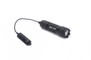 Image of Alpha 1-Cell LED Flashlight,Black,415 Lumens w/Crenellated Bezel Ring,Standard Lens,Remote Tape Switch w/5in Cable