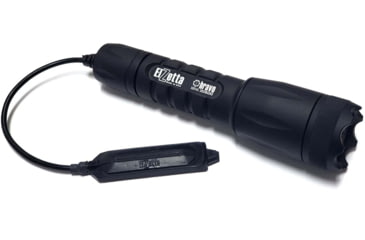 Image of Elzetta Bravo 2-Cell Flashlight w/Crenellated Bezel Ring, CR123, White, 600 Lumens, HC Head, Remote Tape Switch w/5in Cable, Black, B555