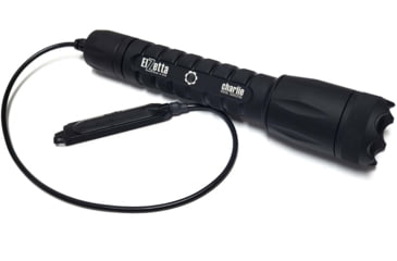 Image of Elzetta Charlie 3-Cell Flashlight w/Crenellated Bezel Ring, CR123, White, 900 Lumens, HC Head, Remote Tape Switch w/12in Cable, Black, C556