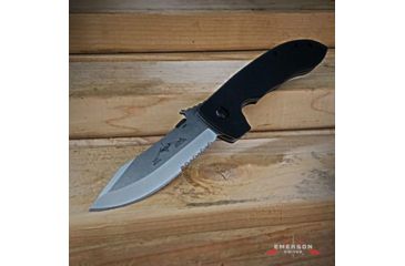 Image of Emerson Mini CQC-8 Horseman Folding Knife w/ Serrated Blade, Stonewashed Finish, 3.54 in Blade, MC8-SFS