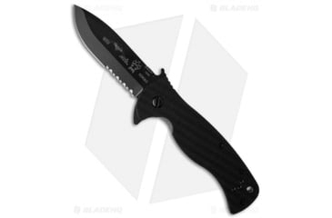 Image of Emerson Rangemaster Sheepdog Flipper Folding Knife, 3.50in, 154CM, Spear Point Blade, G10 Black Handle, Serr, Black/Black, 8.375in, BHQ-27661
