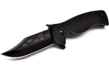 Image of Emerson Sheepdog Bowie Folding Knife w/ Serrated Blade, Black Finish, 3.5 in Blade, SHPDG-BW-BTS