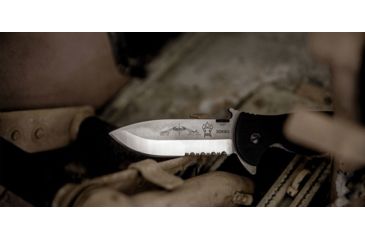 Image of Emerson Sheepdog Bowie Folding Knife w/ Serrated Blade, Stonewashed Finish, 3.5 in Blade, SHPDG-BW-SFS
