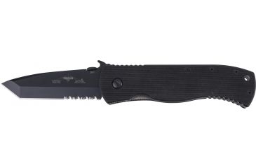 Image of Emerson Super CQC-7BW Series Folding Knife w/ Serrated Blade, Black Finish, 3.78 in Blade, SC7BW-BTS
