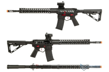 Image of EMG F-1 Firearms UDR-15 AR15 2.0 eSilverEdge Full Metal Airsoft AEG Training Rifle, RS3 Stock, 400 FPS, Black/Red, eUDR-BR-3 400FPS