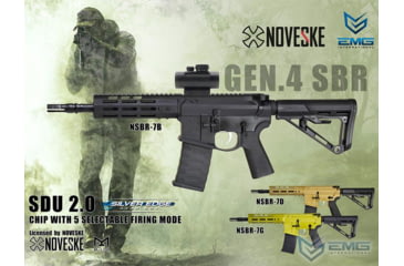 Image of EMG NOVESKE Gen 4 w/ eSilverEdge SDU2.0 Gearbox Airsoft AEG Training Rifle, Shorty, 350 FPS, Black, NSBR-10B 350 FPS
