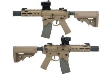 Image of EMG Sharps Bros Overthrow Licensed Advanced M4 Airsoft AEG Training Rifle, 8in PDW, Dark Earth, Large, M4-SB-OT-S-DE