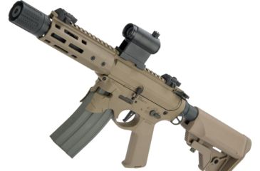 Image of EMG Sharps Bros Overthrow Licensed Advanced M4 Airsoft AEG Training Rifle, 8in PDW, Dark Earth, Large, M4-SB-OT-S-DE