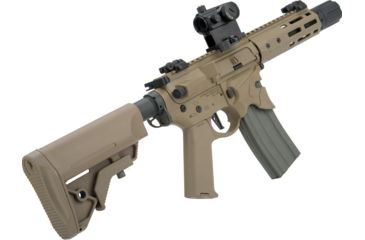 Image of EMG Sharps Bros Overthrow Licensed Advanced M4 Airsoft AEG Training Rifle, 8in PDW, Dark Earth, Large, M4-SB-OT-S-DE