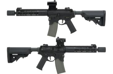 Image of EMG Sharps Bros Overthrow Licensed Full Metal Advanced M4 Airsoft AEG Training Rifle w/Slim Motor Grip, 12in SBR, Black, Large, M4-SB-OT-M-BK