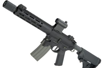 Image of EMG Sharps Bros Overthrow Licensed Full Metal Advanced M4 Airsoft AEG Training Rifle w/Slim Motor Grip, 12in SBR, Black, Large, M4-SB-OT-M-BK