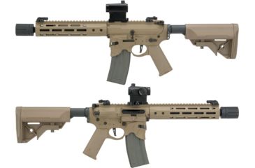 Image of EMG Sharps Bros Overthrow Licensed Full Metal Advanced M4 Airsoft AEG Training Rifle w/Slim Motor Grip, 12in SBR, Dark Earth, Large, M4-SB-OT-M-DE