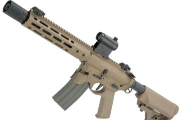 Image of EMG Sharps Bros Overthrow Licensed Full Metal Advanced M4 Airsoft AEG Training Rifle w/Slim Motor Grip, 12in SBR, Dark Earth, Large, M4-SB-OT-M-DE