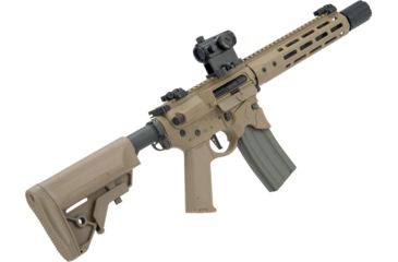 Image of EMG Sharps Bros Overthrow Licensed Full Metal Advanced M4 Airsoft AEG Training Rifle w/Slim Motor Grip, 12in SBR, Dark Earth, Large, M4-SB-OT-M-DE