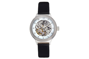 Image of Empress Alice Automatic MOP Skeleton Dial Leather-Band Watch, Black, One Size, EMPEM3201