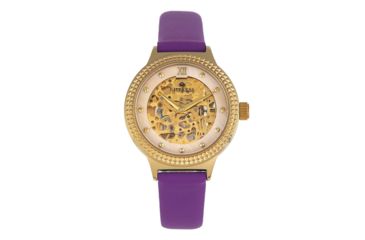 Image of Empress Alice Automatic MOP Skeleton Dial Leather-Band Watch, Purple, One Size, EMPEM3205