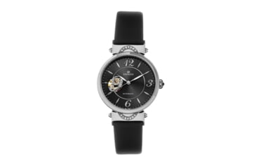 Image of Empress Alouette Automatic Semi-Skeleton Leather-Band Watch, Black - Womens, EMPEM3404