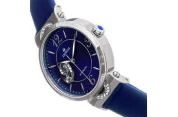 Image of Empress Alouette Automatic Semi-Skeleton Leather-Band Watch, Blue - Womens, EMPEM3402