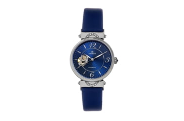 Image of Empress Alouette Automatic Semi-Skeleton Leather-Band Watch, Blue - Womens, EMPEM3402