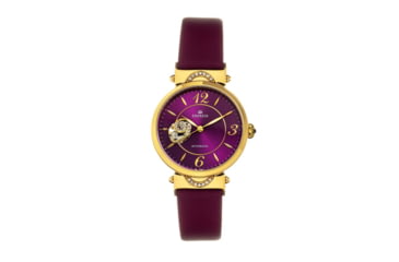 Image of Empress Alouette Automatic Semi-Skeleton Leather-Band Watch, Fuschia - Womens, EMPEM3401