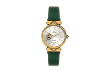 Image of Empress Alouette Automatic Semi-Skeleton Leather-Band Watch, Green - Womens, EMPEM3403