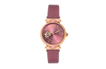 Image of Empress Alouette Automatic Semi-Skeleton Leather-Band Watch, Pink - Womens, EMPEM3406