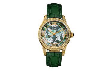 Image of Empress Augusta Automatic Mosaic Mother-of-Pearl Leather-Band Watch, Gold/Green, One Size, EMPEM3503