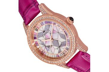 Image of Empress Augusta Automatic Mosaic Mother-of-Pearl Leather-Band Watch, Rose Gold/Fuchsia, One Size, EMPEM3505