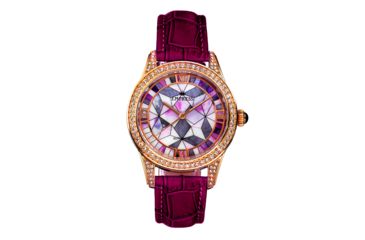 Image of Empress Augusta Automatic Mosaic Mother-of-Pearl Leather-Band Watch, Rose Gold/Fuchsia, One Size, EMPEM3505