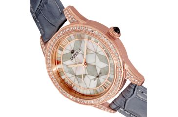 Image of Empress Augusta Automatic Mosaic Mother-of-Pearl Leather-Band Watch, Rose Gold/Grey, One Size, EMPEM3504