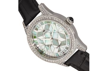 Image of Empress Augusta Automatic Mosaic Mother-of-Pearl Leather-Band Watch, Silver/Black, One Size, EMPEM3501