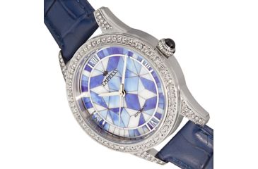 Image of Empress Augusta Automatic Mosaic Mother-of-Pearl Leather-Band Watch, Silver/Blue, One Size, EMPEM3502