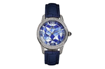 Image of Empress Augusta Automatic Mosaic Mother-of-Pearl Leather-Band Watch, Silver/Blue, One Size, EMPEM3502