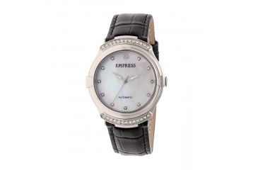 Image of Empress Francesca Automatic MOP Leather-Band Watch, White/Black EMPEM2201