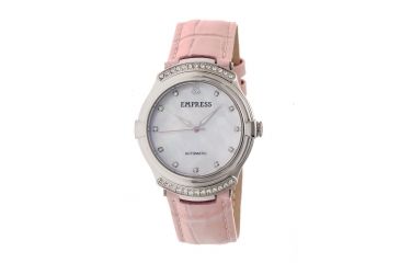 Image of Empress Francesca Automatic MOP Leather-Band Watch, White/Light Pink EMPEM2202