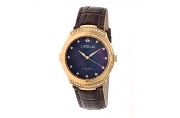 Image of Empress Francesca Automatic MOP Leather Band Watches - Women's, Dark Brown, One Size, EMPEM2203