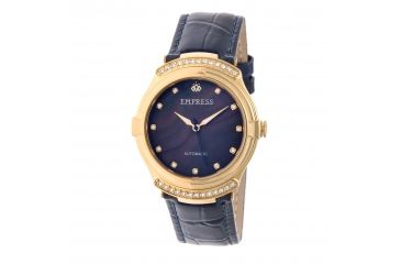 Image of Empress Francesca Automatic MOP Leather-Band Watch, Black/Navy EMPEM2204