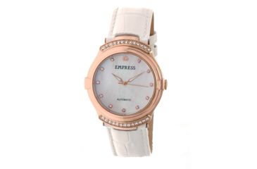 Image of Empress Francesca Automatic MOP Leather-Band Watch, White/White EMPEM2205
