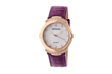 Image of Empress Francesca Automatic MOP Leather Band Watches - Women's, Fuschia, One Size, EMPEM2206