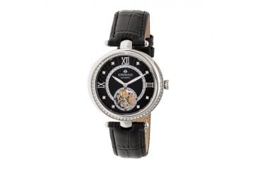 Image of Empress Stella Semi-Skeleton Leather Band Watch, Black/Black EMPEM2102