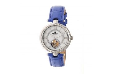 Image of Empress Stella Semi-Skeleton Leather Band Watch, White/Purple EMPEM2103
