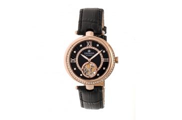 Image of Empress Stella Semi-Skeleton Leather Band Watch, Black/Black EMPEM2105