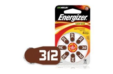 Image of Energizer EZ Turn &amp; Lock Size 312 Hearing Aid Batteries, Pack of 8 AZ312DP-8