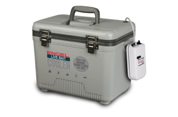 Image of Engel Live Bait Cooler - 2X2 Aerator Pump, Air Tube Air Stone, Dc Cord, Shoulder Strap &amp; Net, Gray, 30 Qt, ENGLBC30-N-G
