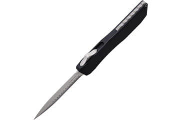 Image of EOS Auto Harpoon OTF Automatic Folding Knife, 3.75in, MagnaCut Steel, Satin Dagger Blade, Black DLC Aluminum Handle, AUTO BLACK AND SATIN DAGGER