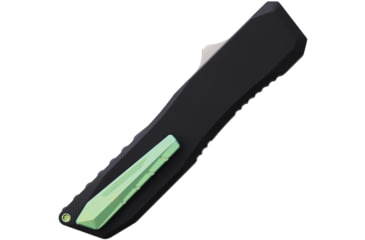 Image of EOS Auto Harpoon OTF Automatic Folding Knife, 3.75in, MagnaCut Steel, Two-Tone Satin Double Edge Dagger Blade, Black Sculpted Aluminum Handle, AUTO BLACK 2 TONE HEX DAGGER